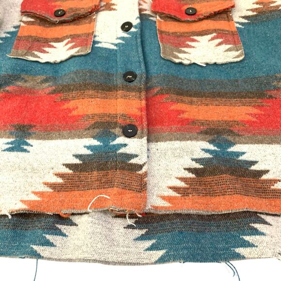 La Miel Womens Jacket Small Southwest Aztec Oversized Button Down Lightweight - Picture 8 of 16